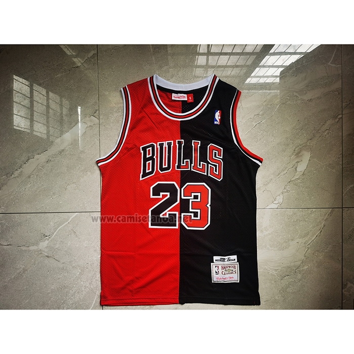Camiseta Chicago Bulls Michael Jordan #23 Split Negro Rojo